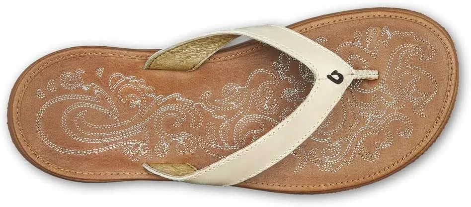 OLUKAI Paniolo Women's Premium Leather Sandals, Versatile & Unique Flip-Flop Slides, All-Day Comfort & Style