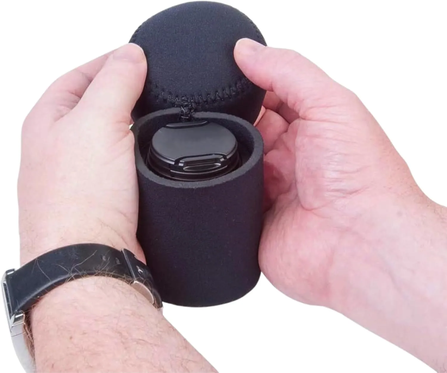 OP/TECH USA 7801052 Fold-Over Neoprene Lens Pouch – Durable Camera Lens Case with No-Lose Lid – 303 (Black)