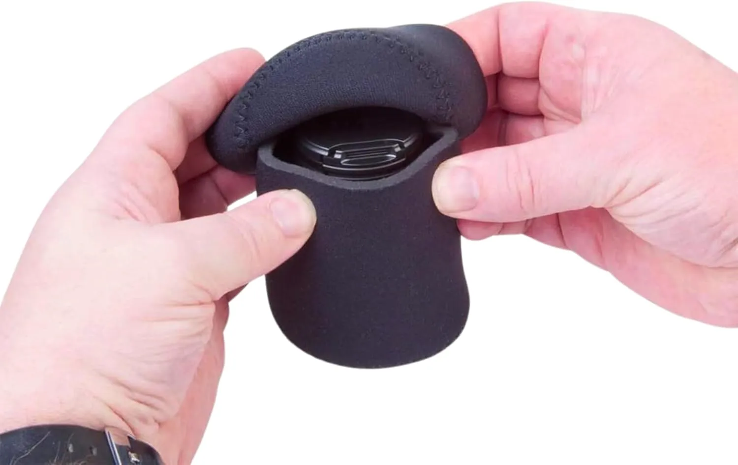 OP/TECH USA 7801052 Fold-Over Neoprene Lens Pouch – Durable Camera Lens Case with No-Lose Lid – 303 (Black)