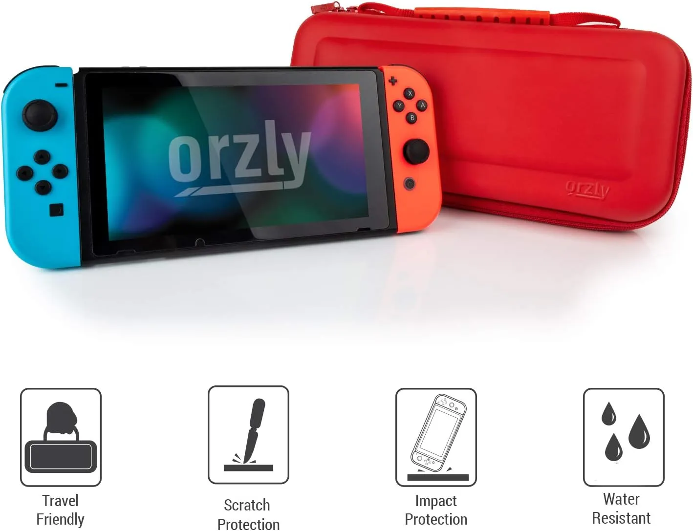 Orzly Carry Case Compatible with Nintendo Switch and New Switch OLED Console -Protective Hard Portable Travel Carry Case Shell Pouch with Pockets for Accessories and Games