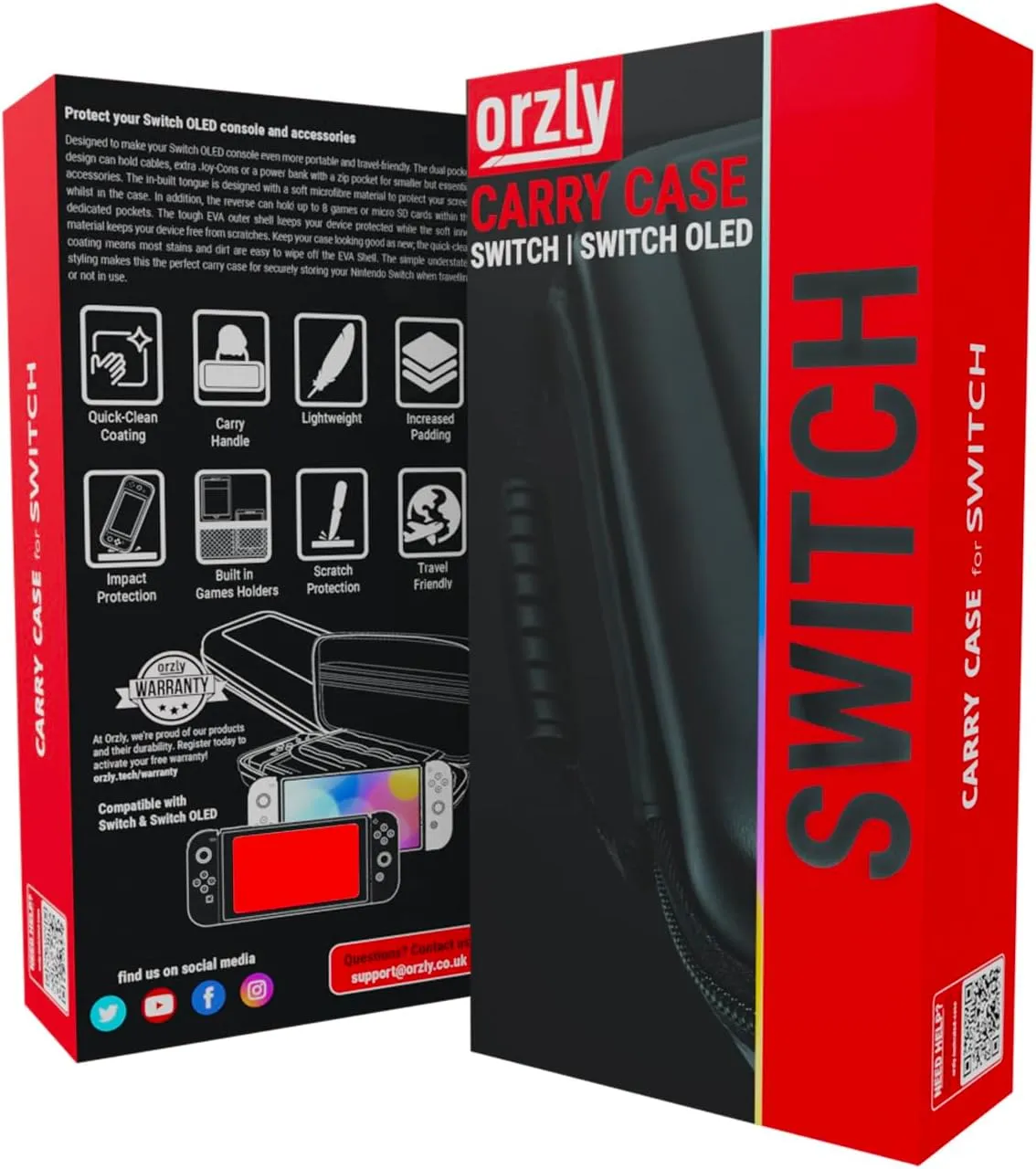 Orzly Carry Case Compatible with Nintendo Switch and New Switch OLED Console -Protective Hard Portable Travel Carry Case Shell Pouch with Pockets for Accessories and Games
