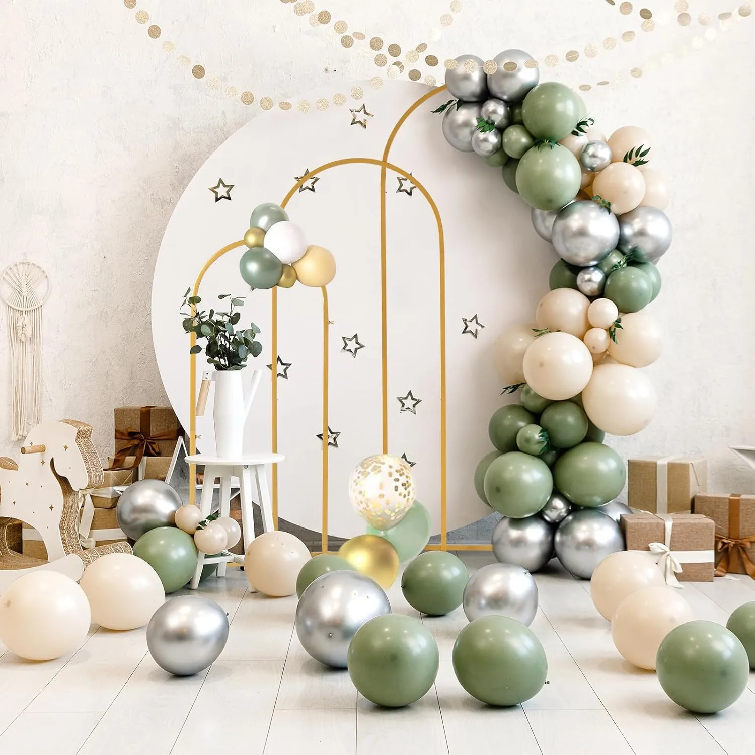 Outvita Wedding Arch Set of 3, Metal Backdrop Stand Wedding Ballon Arch Frame Decoration Support Stand for Ceremony Indoor Outdoor Party Event Baby Shower