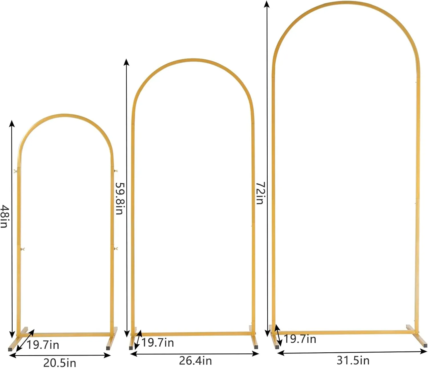 Outvita Wedding Arch Set of 3, Metal Backdrop Stand Wedding Ballon Arch Frame Decoration Support Stand for Ceremony Indoor Outdoor Party Event Baby Shower