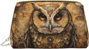 Owl Beliefs Print Cosmetic Bags,Leather Makeup Bag Small For Purse,Cosmetic Pouch,Toiletry Clutch For Women Travel
