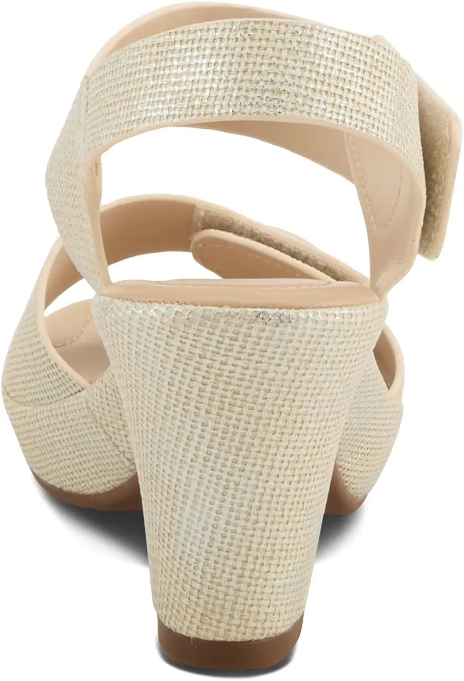 PATRIZIA Women's DADE-WOVEN Hook and Loop Sandals - Textured Faux Leather with Gold Button Accents, Adjustable Fit