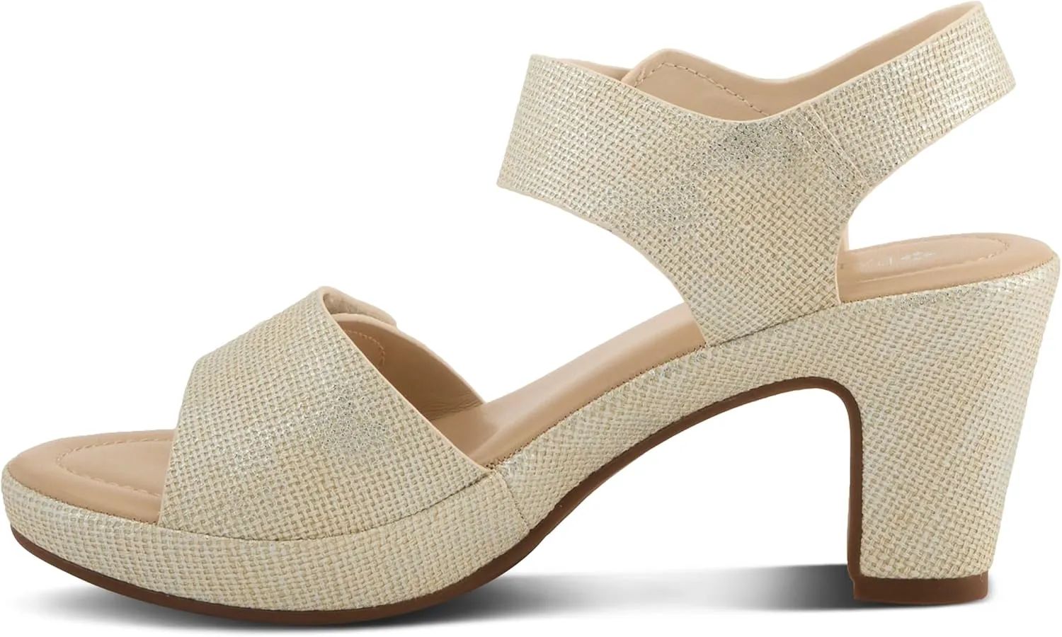 PATRIZIA Women's DADE-WOVEN Hook and Loop Sandals - Textured Faux Leather with Gold Button Accents, Adjustable Fit