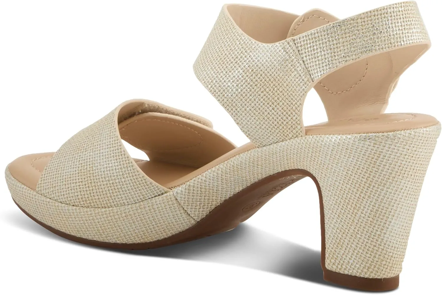 PATRIZIA Women's DADE-WOVEN Hook and Loop Sandals - Textured Faux Leather with Gold Button Accents, Adjustable Fit