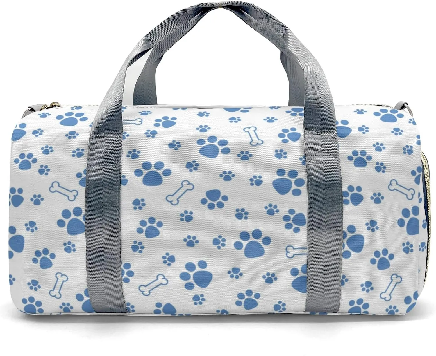 Paws Bones Stars Blue Personalized Duffel Bag with Name Custom Overnight Bag Multi-Function Travel Bag Sports Gym Bag for Travel Weekend Duffel Bag