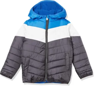 Perry Ellis Boys' Faux Packable Colorblock Puffer Jacket