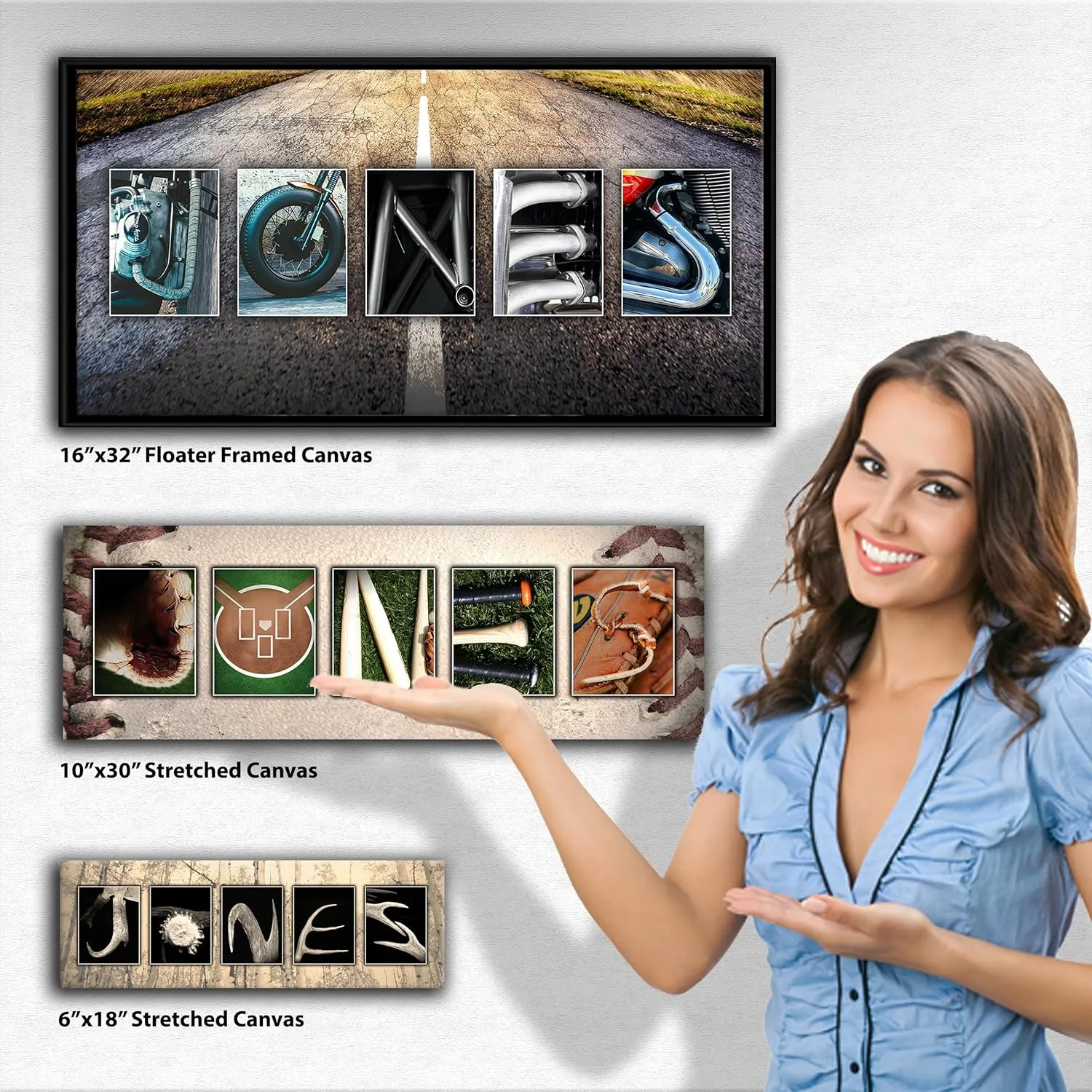 Personal-Prints HOCKEY Personalized Décor or Gift for the Hockey Player, Coach, Team, or Fan | Customized Hockey Name Wall Art Gift (6"x18" Stretched Canvas)