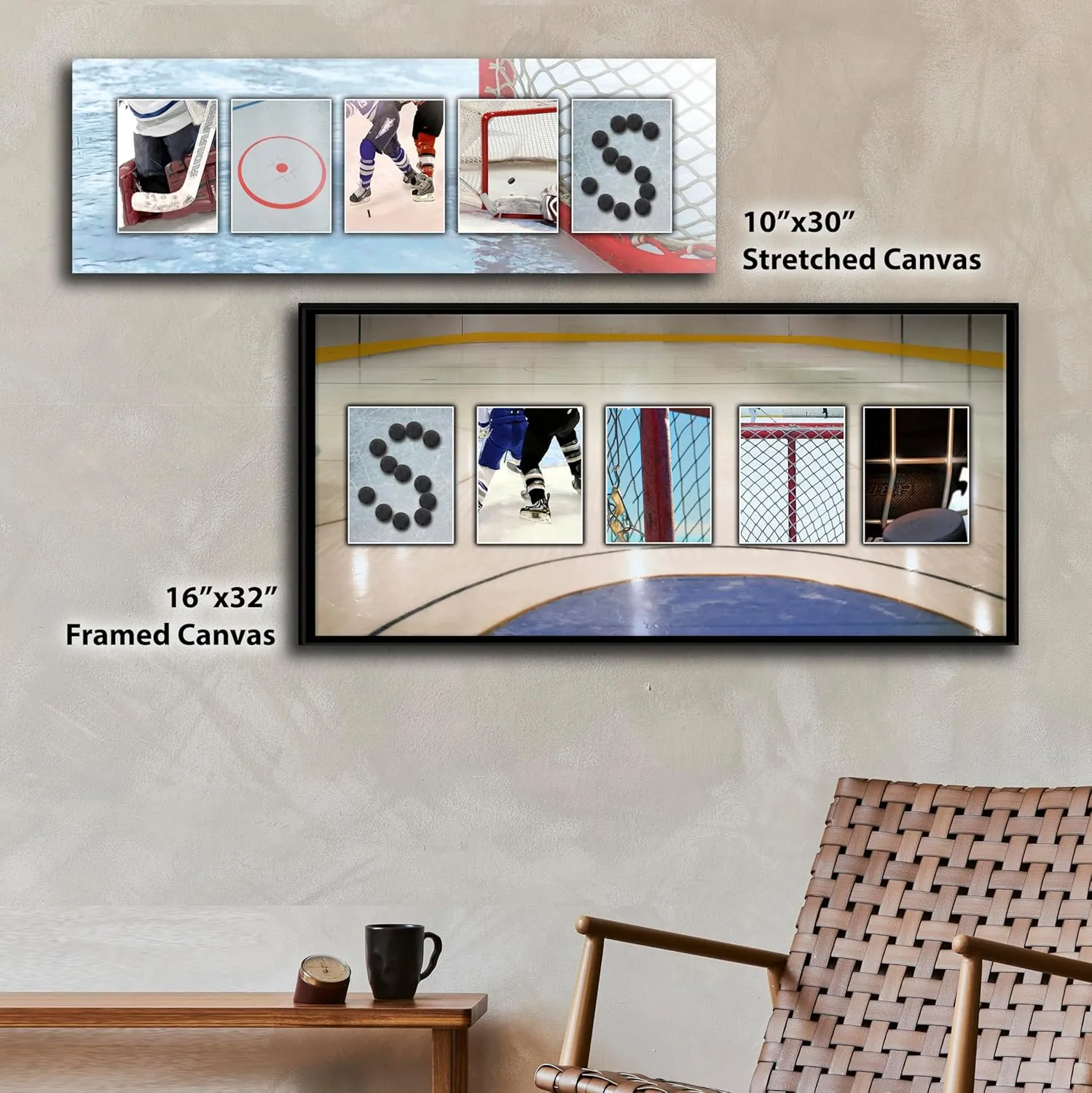 Personal-Prints HOCKEY Personalized Décor or Gift for the Hockey Player, Coach, Team, or Fan | Customized Hockey Name Wall Art Gift (6"x18" Stretched Canvas)