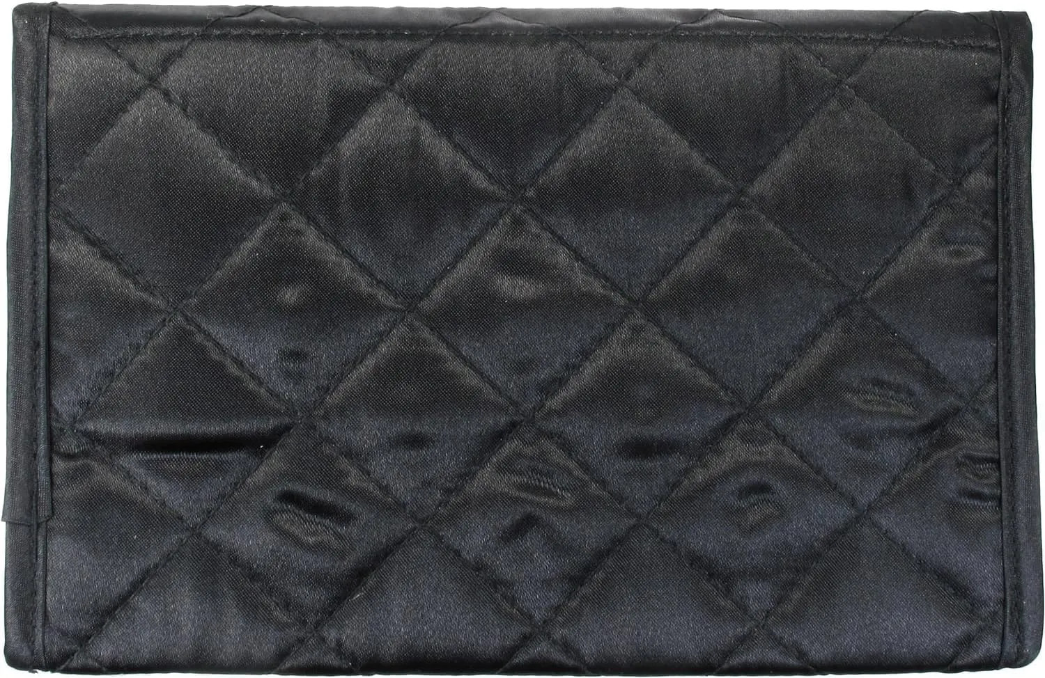 Personalized & Monogrammed Letter A in Rhinestone Crystals Travel Portable Purse Size Makeup Case Cosmetic Bag with Mirror, Quilted Satin Black