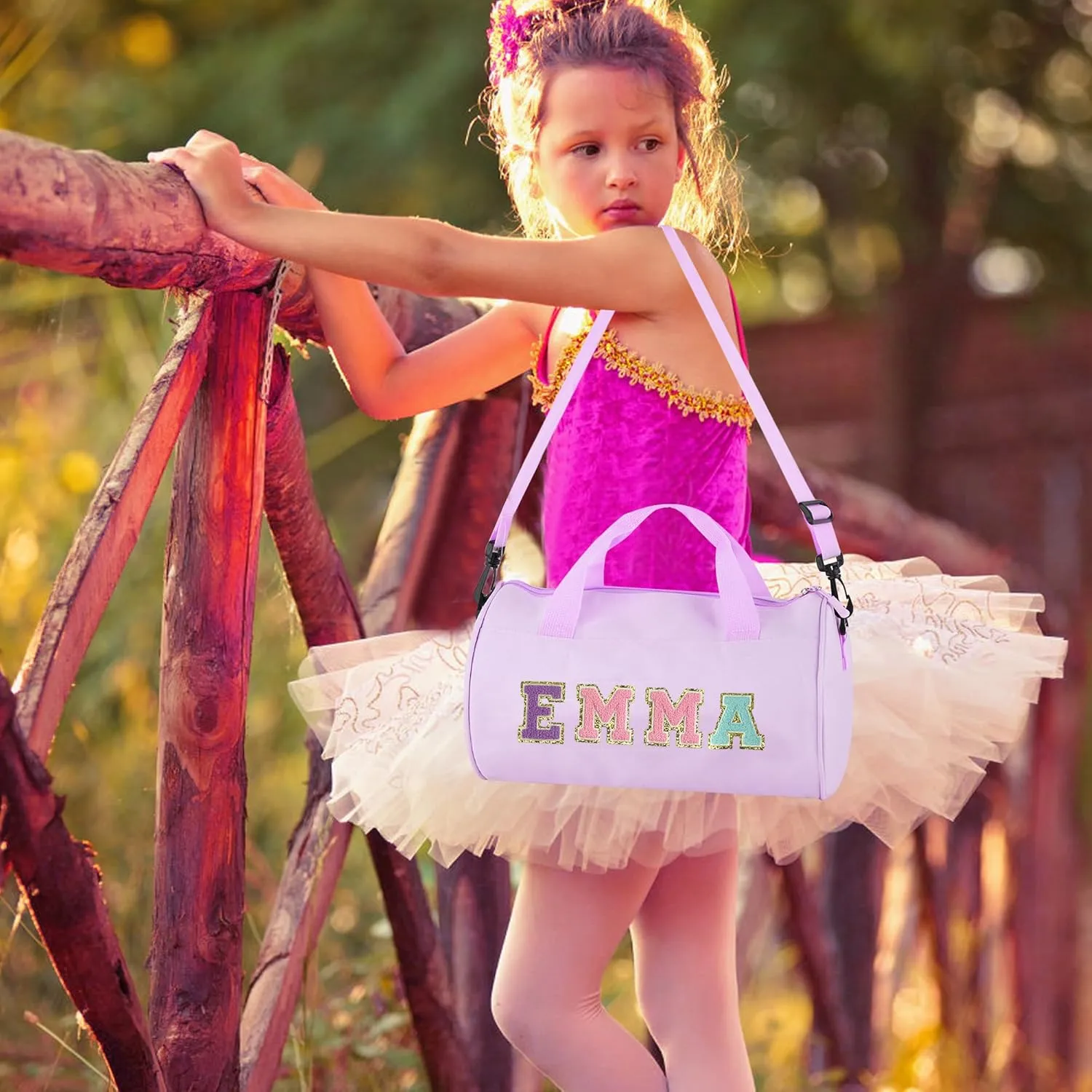Personalized Ballet Dance Bag for Kids, Cute Duffle Bag for Girls, Adorable Toddler Bag for Travel Gift, Cheerleading Gym Bag, Custom Overnight Weekender Bag for Christmas,Stitch Name Duffle Bag