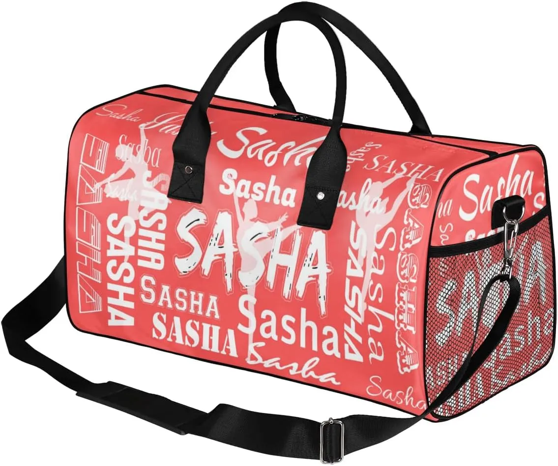 Personalized Ballet Dance Bags, Custom Travel Duffle Bag Custom Gym Bag Dancer Bag Customized Sport Bag with Name, Overnight Weekender Bags, Coral Red
