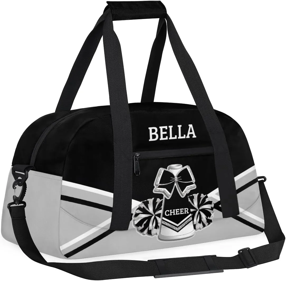 Personalized Cheer Bag Dance Bag for Girl, Custom Gym Bag Sport Duffel Bag, Weekender Bags Travel Duffel Bag Black Sliver Cheer