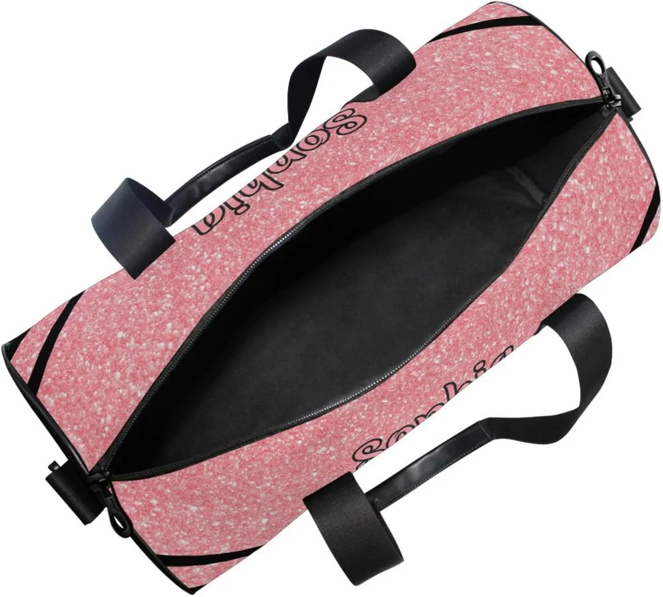 Personalized Cheer Bag Girl Sport Cheer Duffel Bag, Custom Kids Gym Bag, Overnight Weekender Travel Duffle Bags, Black Coral Glitter, Customize Cheer Bags for Cheerleaders Gifts
