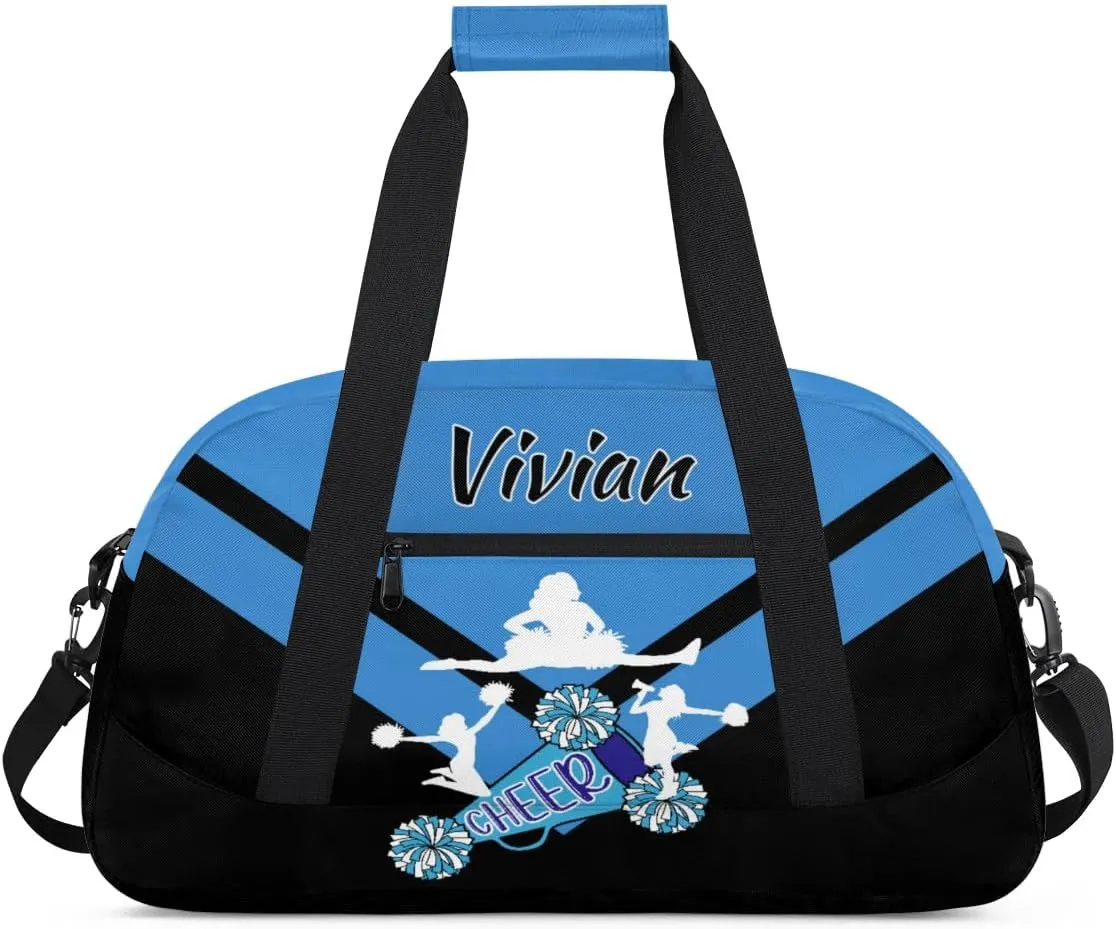 Personalized Cheer Duffel Bags Custom Name Sport Bag, Custom Cheerleader Gym Bag, Customize Travel Duffle Bag, Overnight Weekender Bags, Cheerleading Gifts, Blue