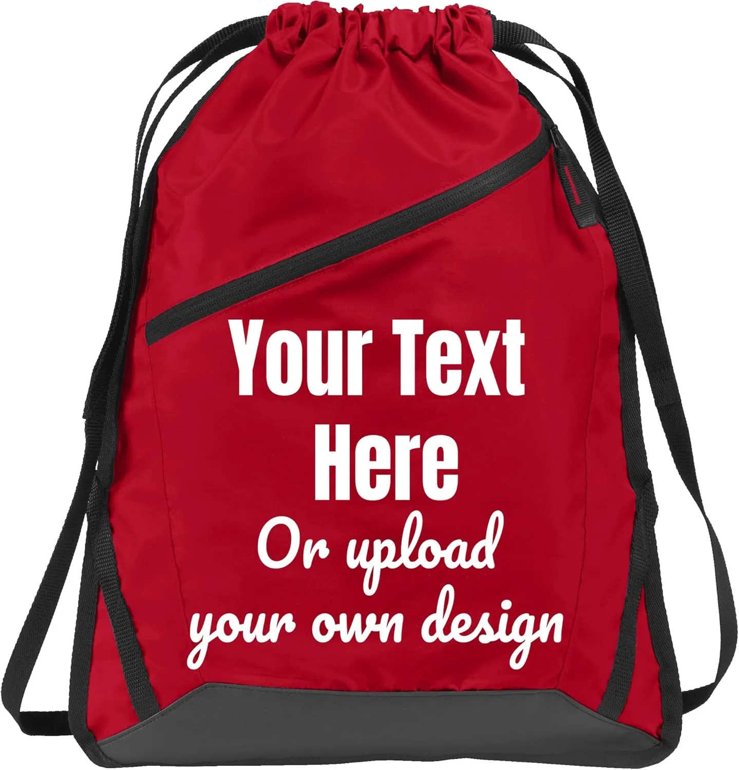 Personalized Cinch Bag with Zipper - True Royal/Black Custom Bag for Women | Small Gym Drawstring Bag | Promotional Items with Your Logo and Design