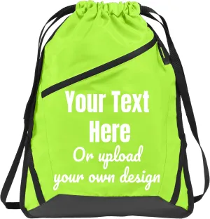 Personalized Cinch Bag with Zipper - True Royal/Black Custom Bag for Women | Small Gym Drawstring Bag | Promotional Items with Your Logo and Design
