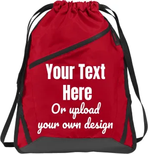 Personalized Cinch Bag with Zipper - True Royal/Black Custom Bag for Women | Small Gym Drawstring Bag | Promotional Items with Your Logo and Design