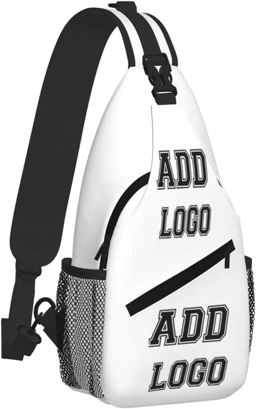 Personalized Custom Chest bags for Women and Men add your Picture Or Text design personalized leisure Sports Crossbody bag White