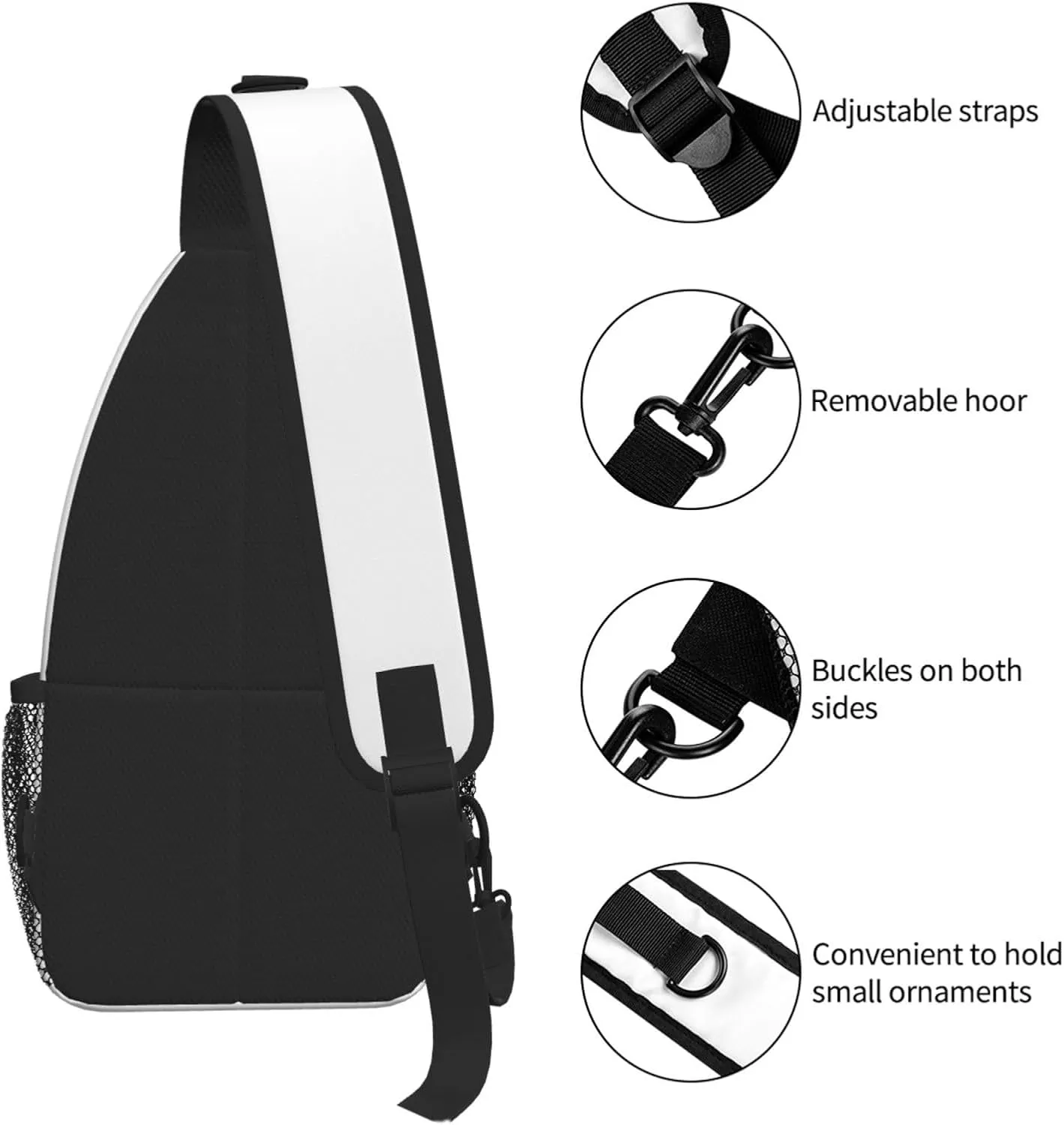 Personalized Custom Chest bags for Women and Men add your Picture Or Text design personalized leisure Sports Crossbody bag White