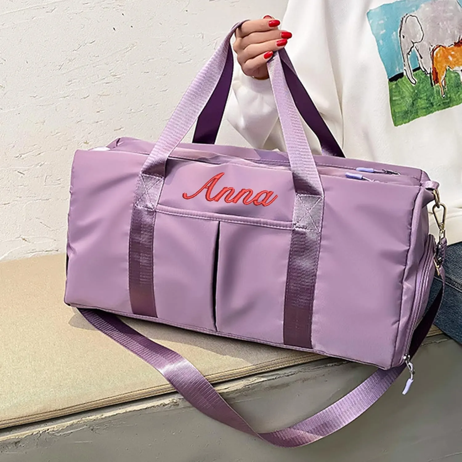 Personalized Custom Duffel Bag for men women Embroidered Name Sports Gym Bag Dance Bag Travel Bag weekend Bag Luggage 19.3x9.4x9.8inch Su-YJF411bag 43-C 0