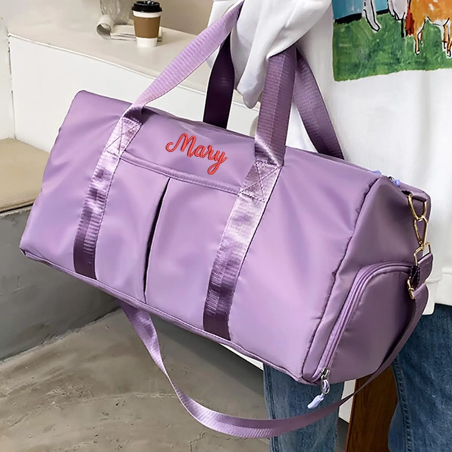 Personalized Custom Duffel Bag for men women Embroidered Name Sports Gym Bag Dance Bag Travel Bag weekend Bag Luggage 19.3x9.4x9.8inch Su-YJF411bag 43-C 0