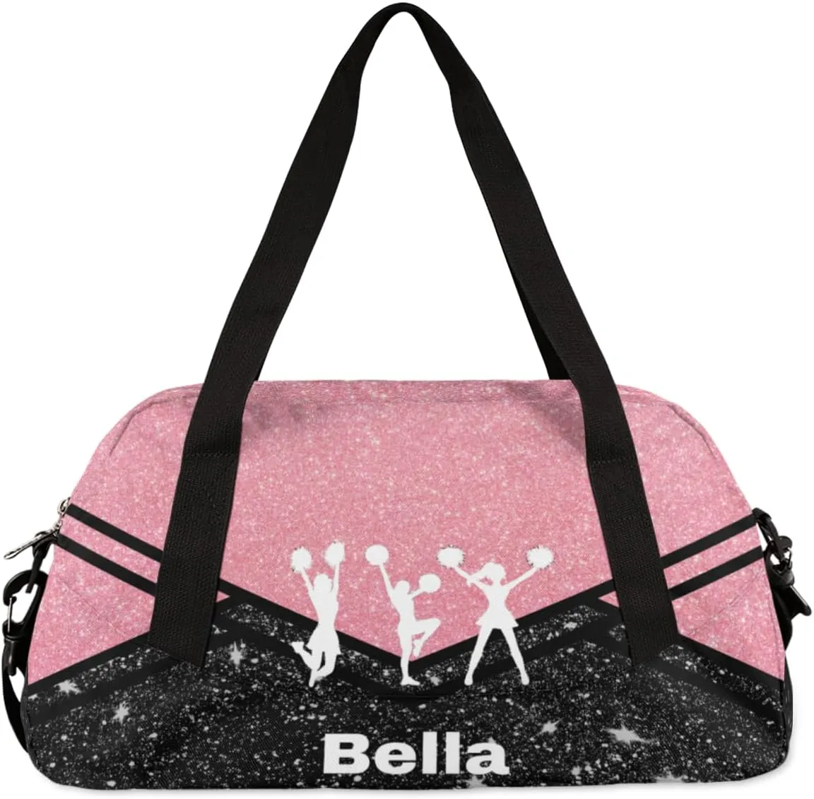 Personalized Dance Bag Cheer Bag for Girls, Personalized Custom Kids Duffle Bags, Customized Sports Gym Bag Weekender Overnight Bag Travel Duffel Bag for Kids, Cheer Dance Rose Golden Black Glitter