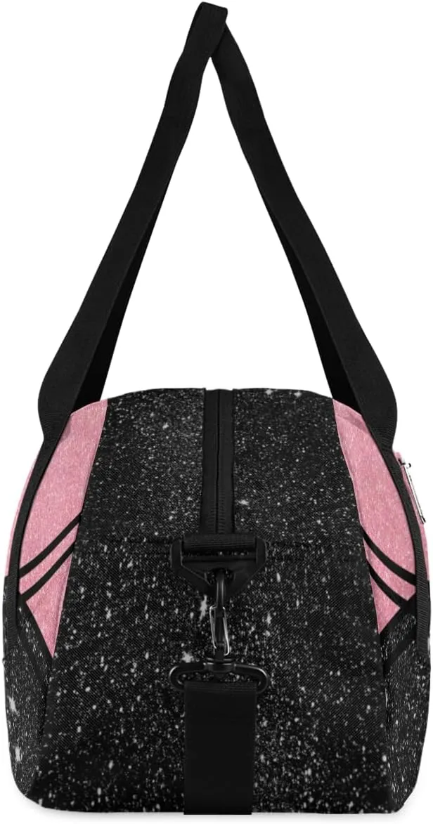 Personalized Dance Bag Cheer Bag for Girls, Personalized Custom Kids Duffle Bags, Customized Sports Gym Bag Weekender Overnight Bag Travel Duffel Bag for Kids, Cheer Dance Rose Golden Black Glitter