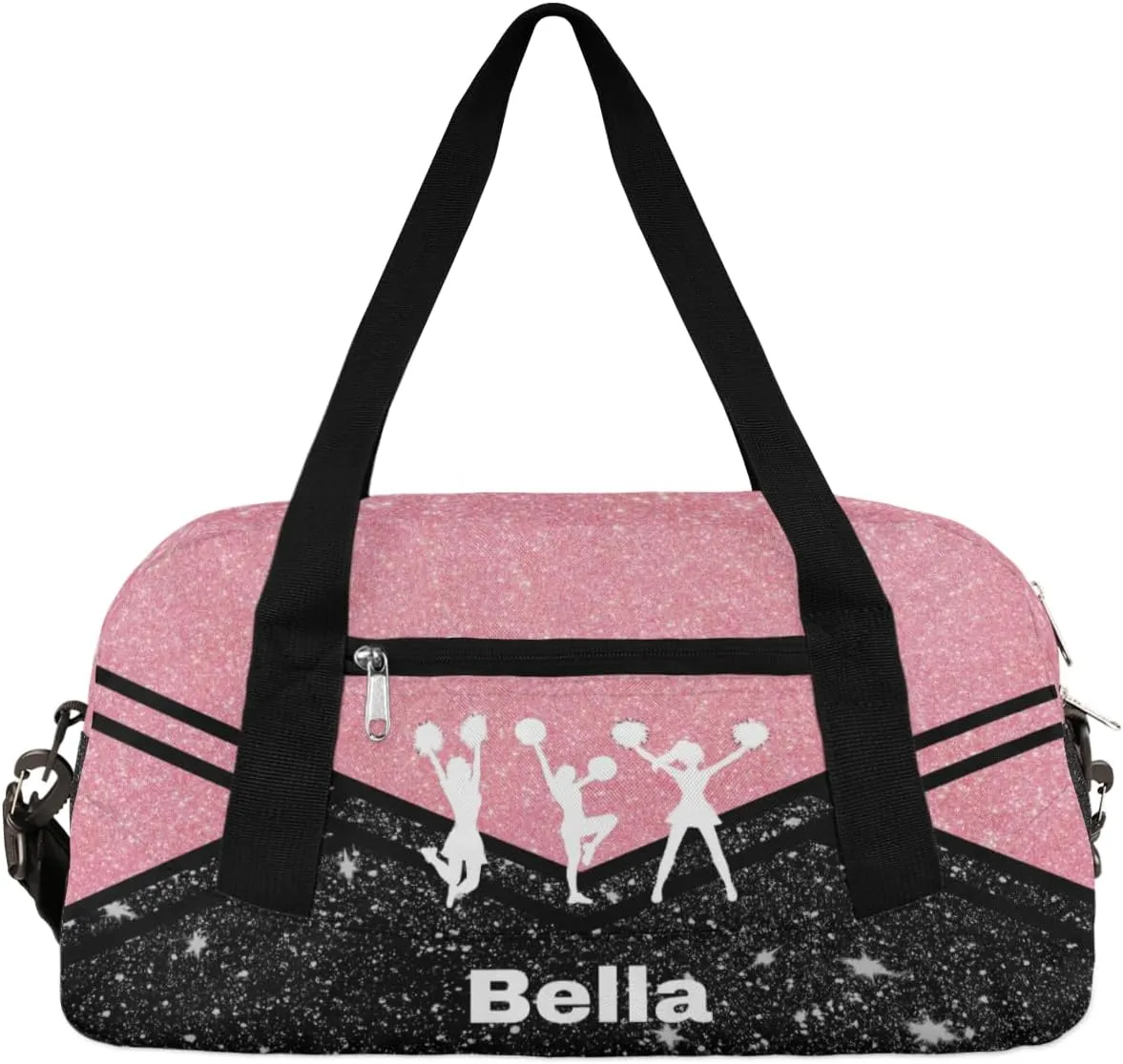 Personalized Dance Bag Cheer Bag for Girls, Personalized Custom Kids Duffle Bags, Customized Sports Gym Bag Weekender Overnight Bag Travel Duffel Bag for Kids, Cheer Dance Rose Golden Black Glitter