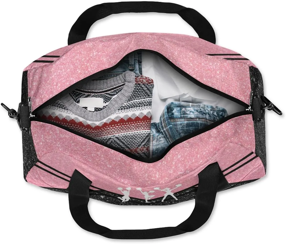 Personalized Dance Bag Cheer Bag for Girls, Personalized Custom Kids Duffle Bags, Customized Sports Gym Bag Weekender Overnight Bag Travel Duffel Bag for Kids, Cheer Dance Rose Golden Black Glitter