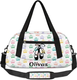Personalized Dance Bag Gym Bag for Girl, Custom Sport Duffel Bag Weekender Bags Travel Duffel Bag Colorful Cute Ballet Shoes
