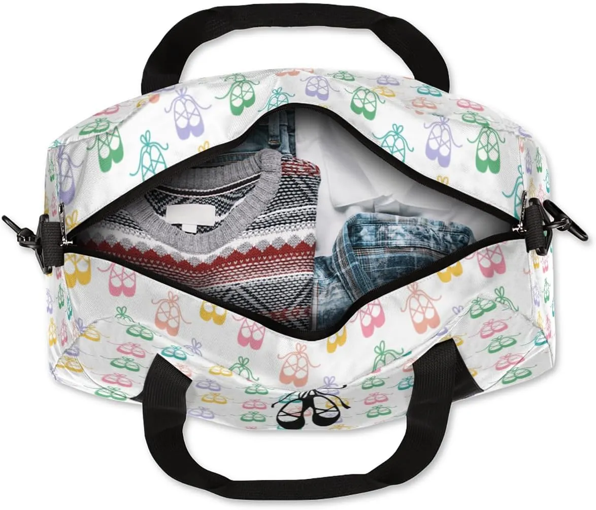 Personalized Dance Bag Gym Bag for Girl, Custom Sport Duffel Bag Weekender Bags Travel Duffel Bag Colorful Cute Ballet Shoes