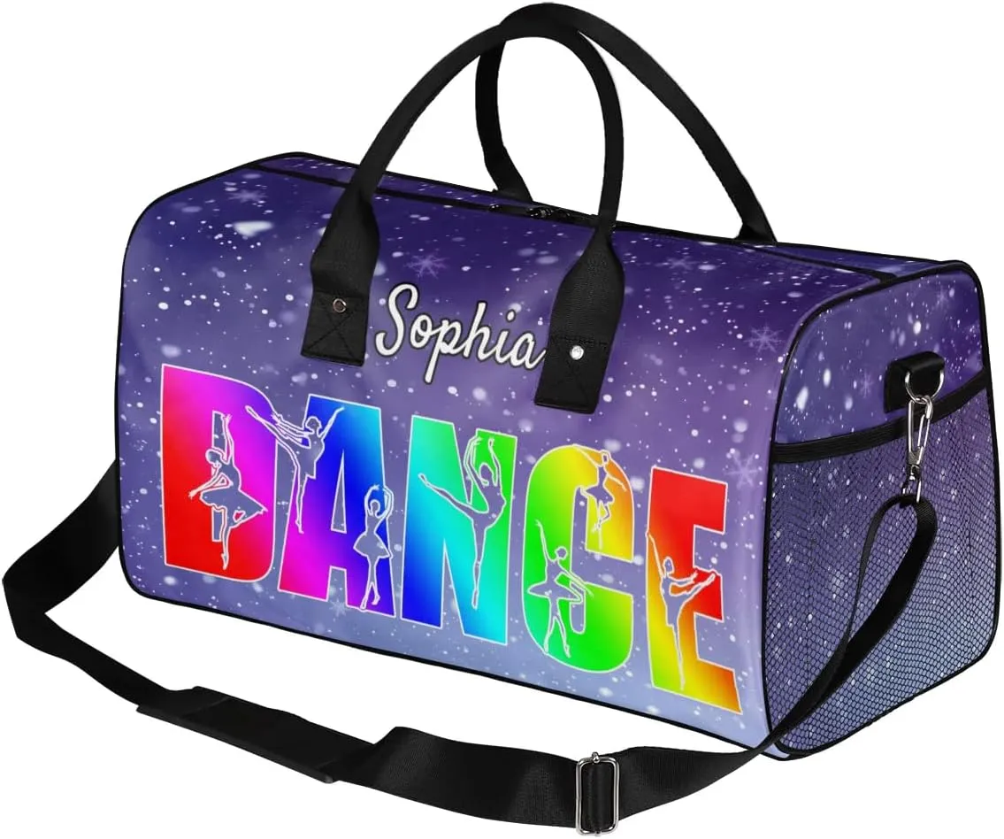 Personalized Dance Bag Gym Bags, Custom Neme Dance Ballet Sports Duffel Bags Weekender Bags Custom Travel Duffel Bag Bag Cosmos Space Glitter