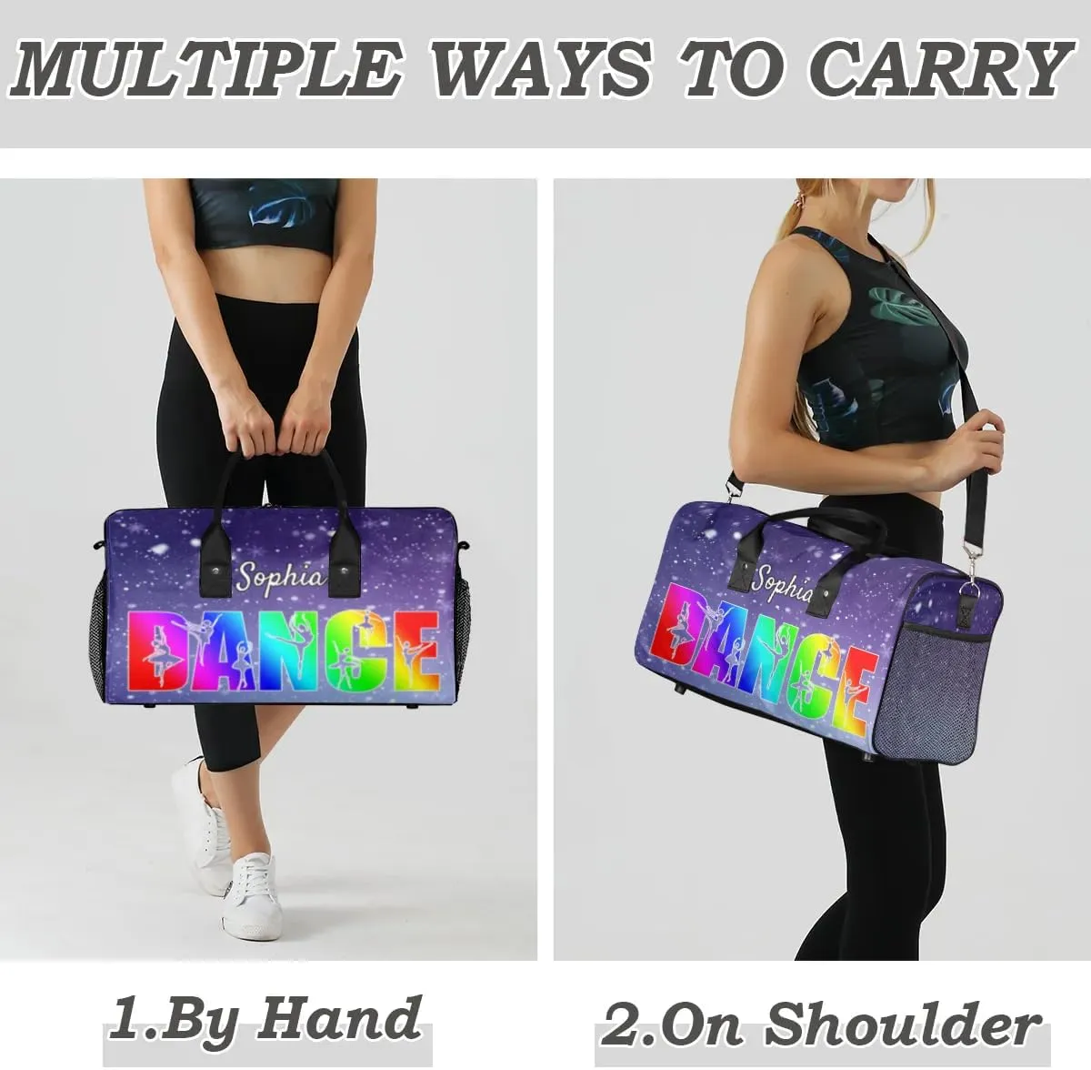 Personalized Dance Bag Gym Bags, Custom Neme Dance Ballet Sports Duffel Bags Weekender Bags Custom Travel Duffel Bag Bag Cosmos Space Glitter