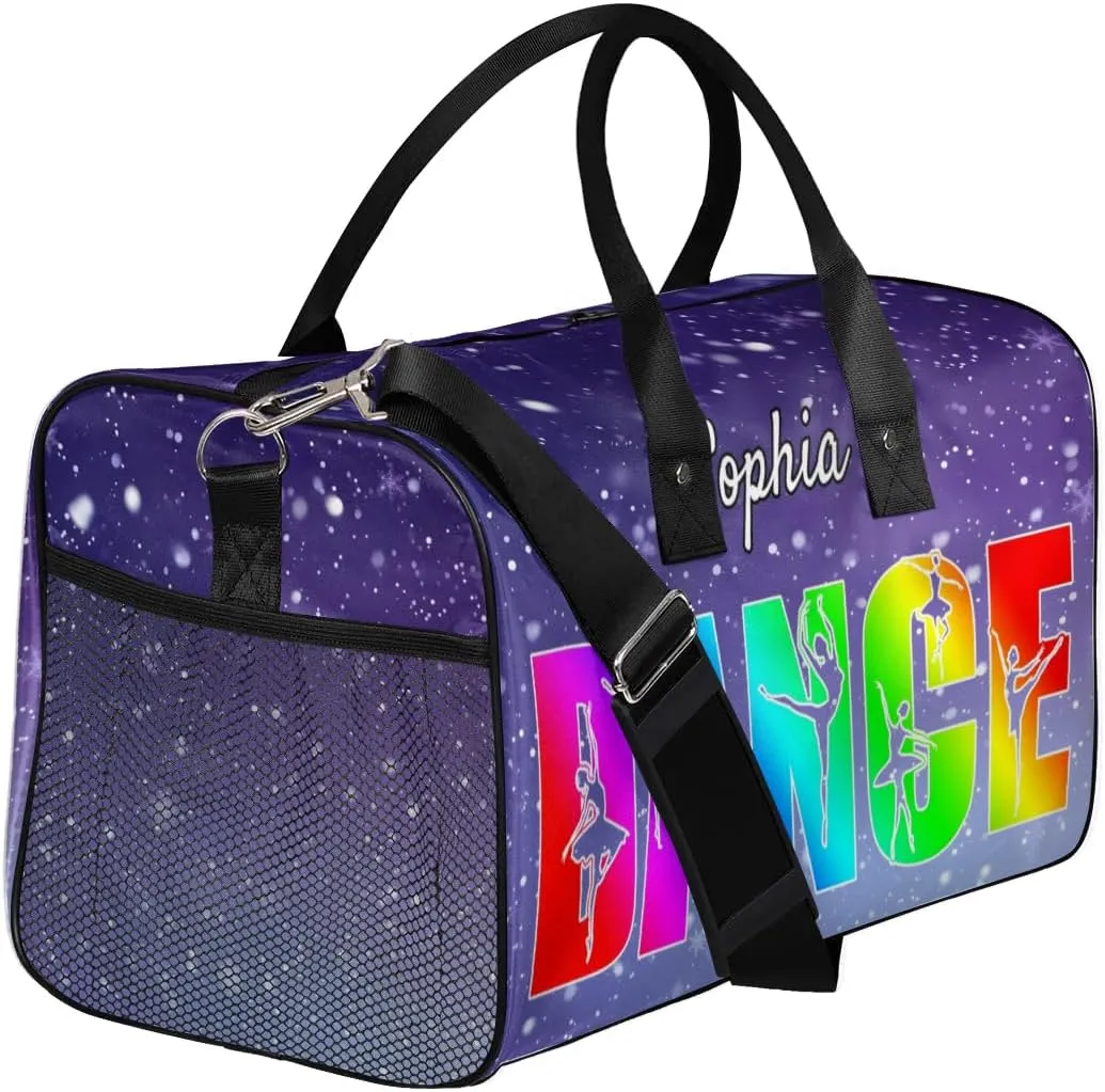 Personalized Dance Bag Gym Bags, Custom Neme Dance Ballet Sports Duffel Bags Weekender Bags Custom Travel Duffel Bag Bag Cosmos Space Glitter