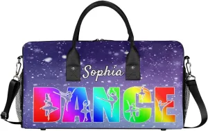 Personalized Dance Bag Gym Bags, Custom Neme Dance Ballet Sports Duffel Bags Weekender Bags Custom Travel Duffel Bag Bag Cosmos Space Glitter