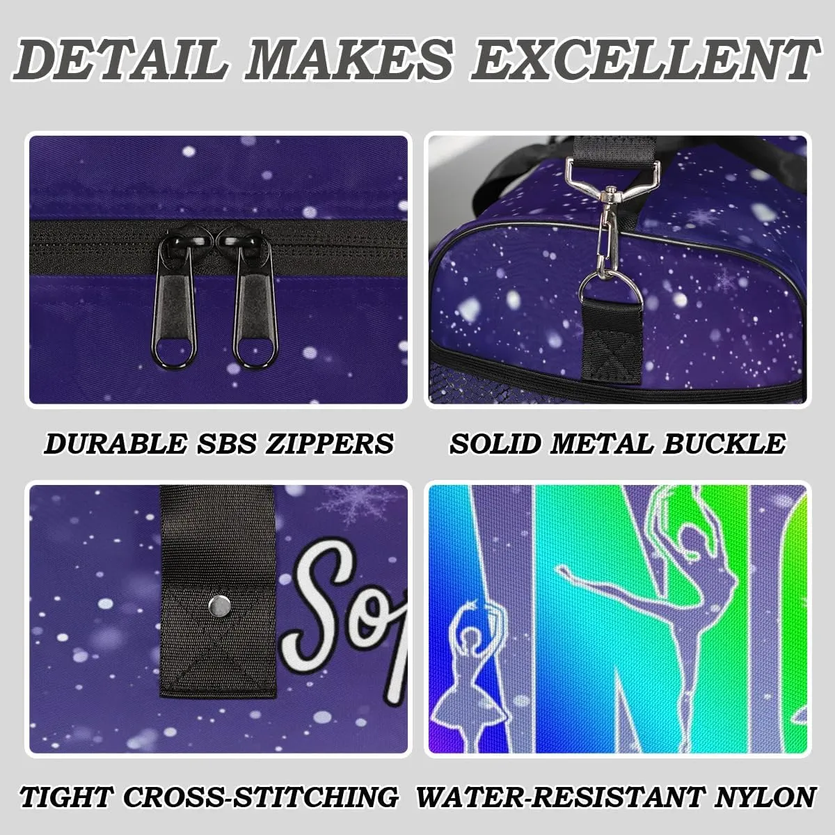 Personalized Dance Bag Gym Bags, Custom Neme Dance Ballet Sports Duffel Bags Weekender Bags Custom Travel Duffel Bag Bag Cosmos Space Glitter