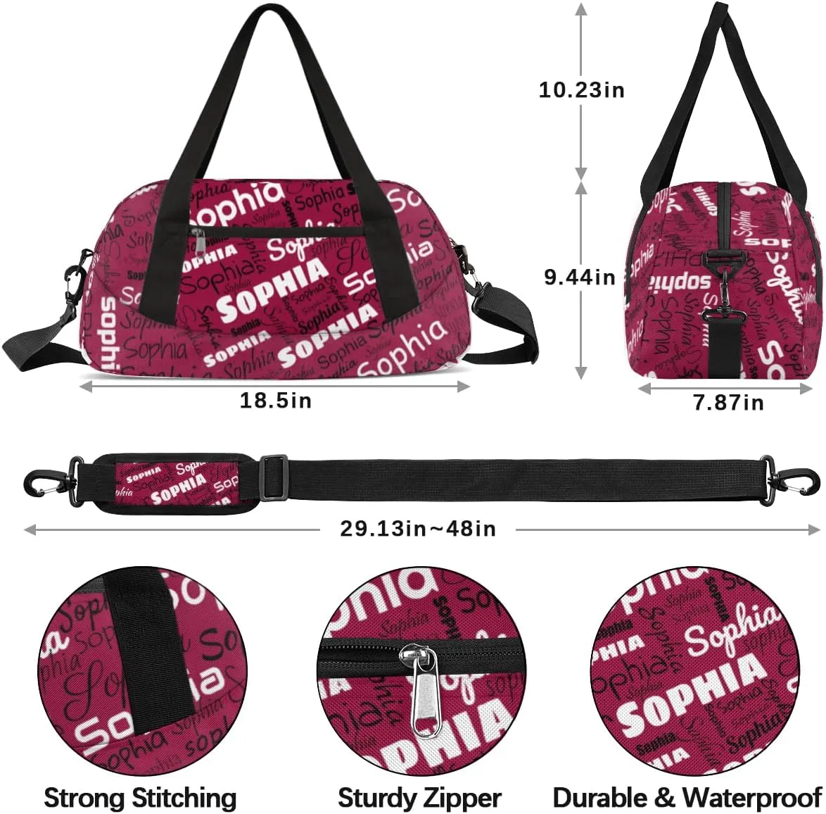 Personalized Dance Bags for Girls, Custom Kids Overnight Duffel Bag Sport Travel Duffle Bags