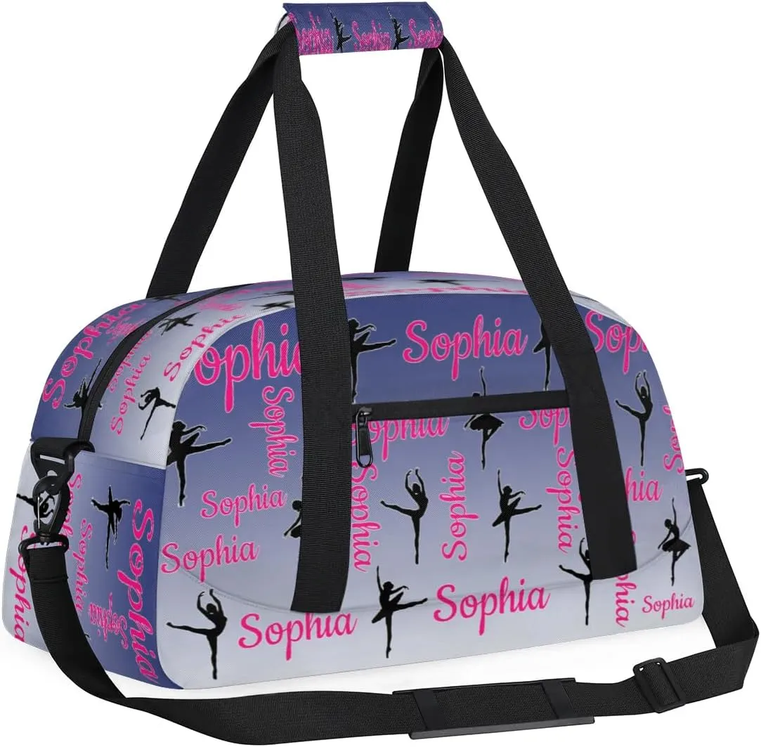 Personalized Dance Gymnastics Bags, Custom Name Duffel Bag Cheer Bags, Custom Sport Duffel Gym Bag Travel Weekender Bags Cobalt Blue Gradient