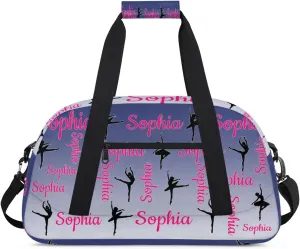 Personalized Dance Gymnastics Bags, Custom Name Duffel Bag Cheer Bags, Custom Sport Duffel Gym Bag Travel Weekender Bags Cobalt Blue Gradient