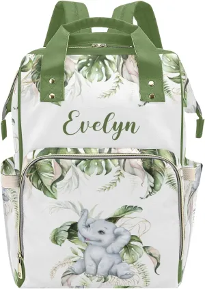 Personalized Diaper Bag Backpack Tote,Tropical Leaves,Custom Diaper Bags for Shower Gift