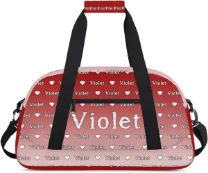 Personalized Duffel Bag Custom Sport Gym Travel Bags for Women Men, Customized Name Overnight Bags Weekender Bag, Deep Red Gradient