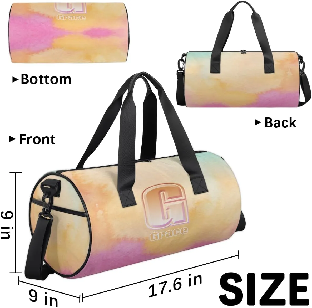 Personalized Duffel Bag for Dance Travel Gymnastics Sports, Dance Bag for Kids Boys Girls Men Women Gym Weekend Beach Sleepover Watercolor Wallpapers