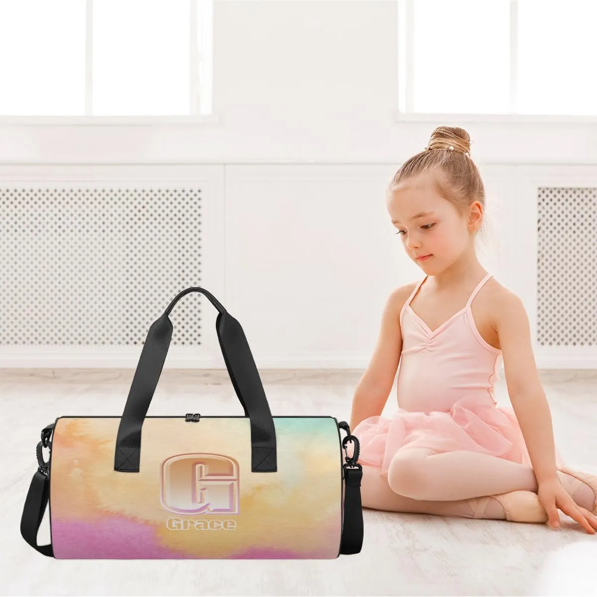 Personalized Duffel Bag for Dance Travel Gymnastics Sports, Dance Bag for Kids Boys Girls Men Women Gym Weekend Beach Sleepover Watercolor Wallpapers