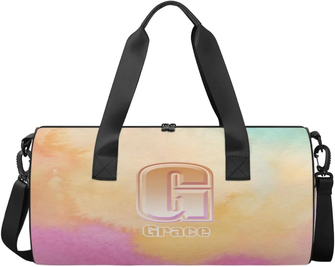 Personalized Duffel Bag for Dance Travel Gymnastics Sports, Dance Bag for Kids Boys Girls Men Women Gym Weekend Beach Sleepover Watercolor Wallpapers
