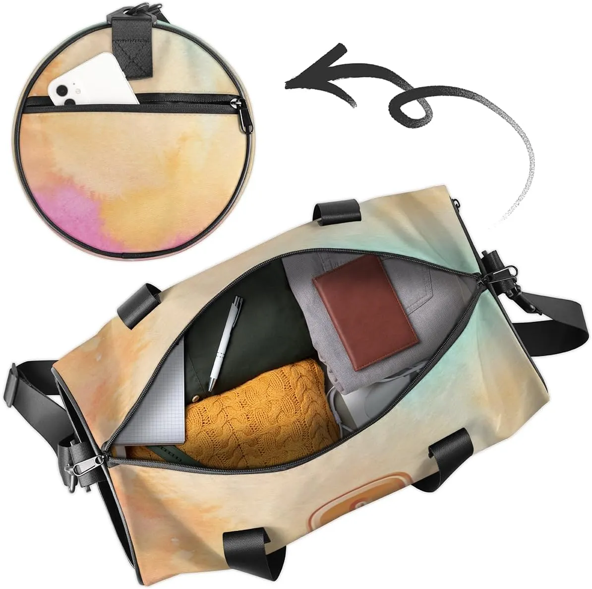 Personalized Duffel Bag for Dance Travel Gymnastics Sports, Dance Bag for Kids Boys Girls Men Women Gym Weekend Beach Sleepover Watercolor Wallpapers