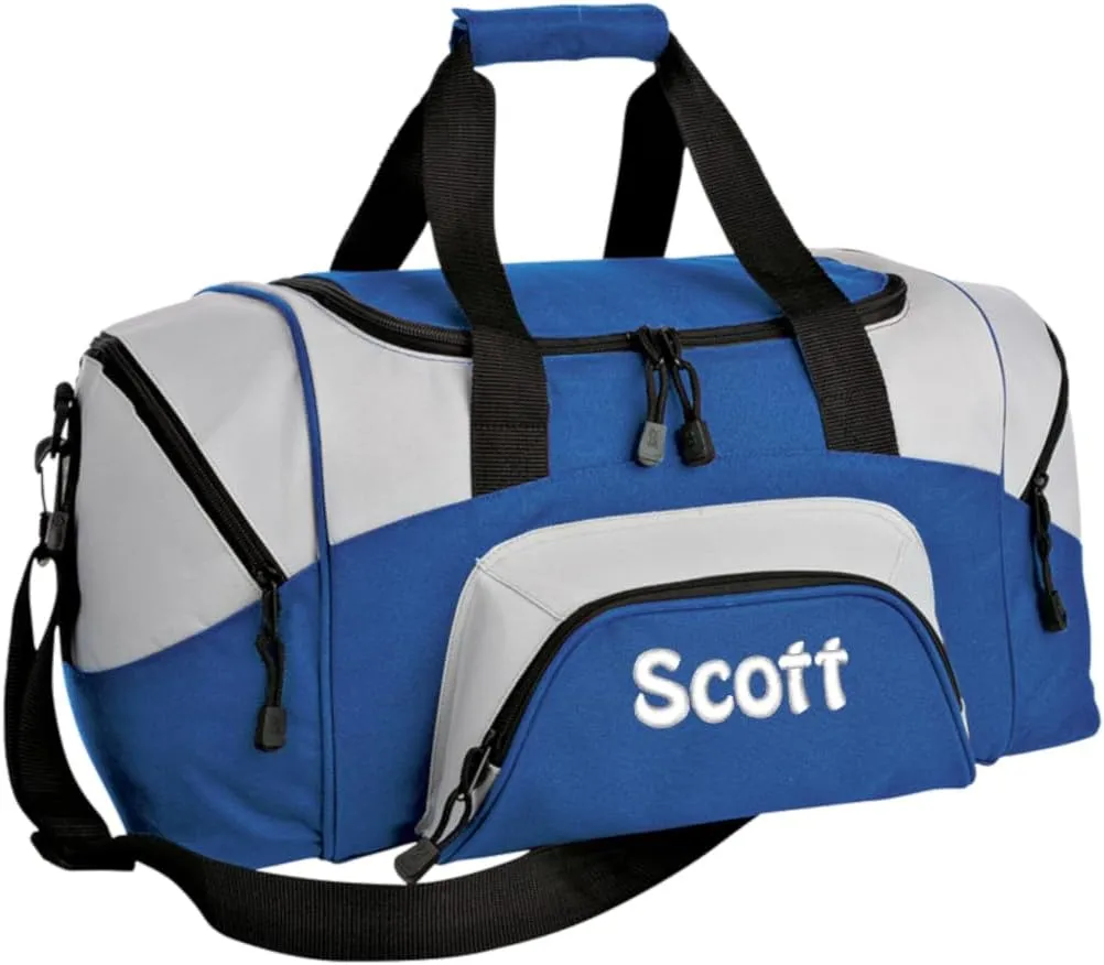 Personalized Duffel Bag, Men and Women, Custom Sport Bag with Monogrammed Name, Soccer, Basketball, Baseball, Football, True Royal/Grey