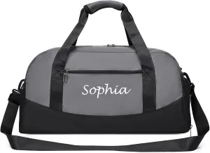 Personalized Duffel Bag Name Custom Sports Gym Bags Two Toned Travel Duffle Bag with Wet Dry Pockets & Shoe Weekend Overnight Bag for Women Men